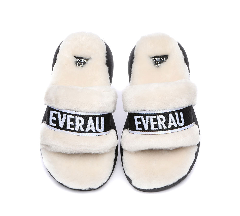 High Platform Women's Sheepskin Wool Slides Slipper- EVERAU