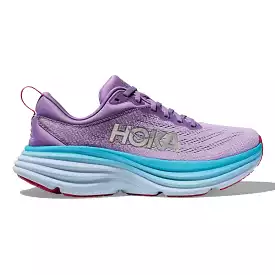 Hoka One One Bondi 8 Women's Running Shoe in Chalk Violet/Pastel Lilac, Size 10 Medium.