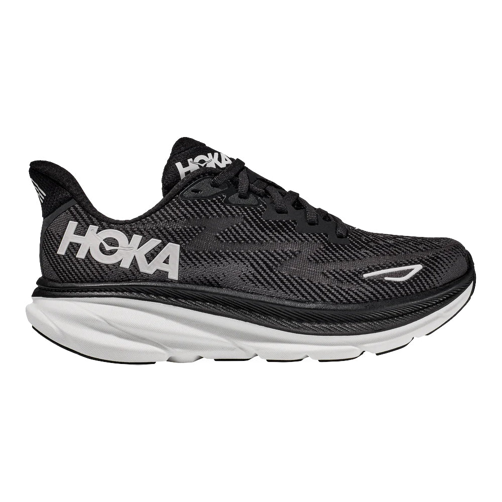 Hoka One One Clifton 9 Men's Running Shoes - Black/White, Size 14 2E Wide.