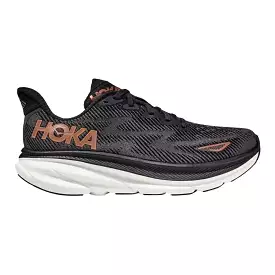 Hoka One One Clifton 9 Women's Running Shoes, Black/Copper, Size 9 Medium