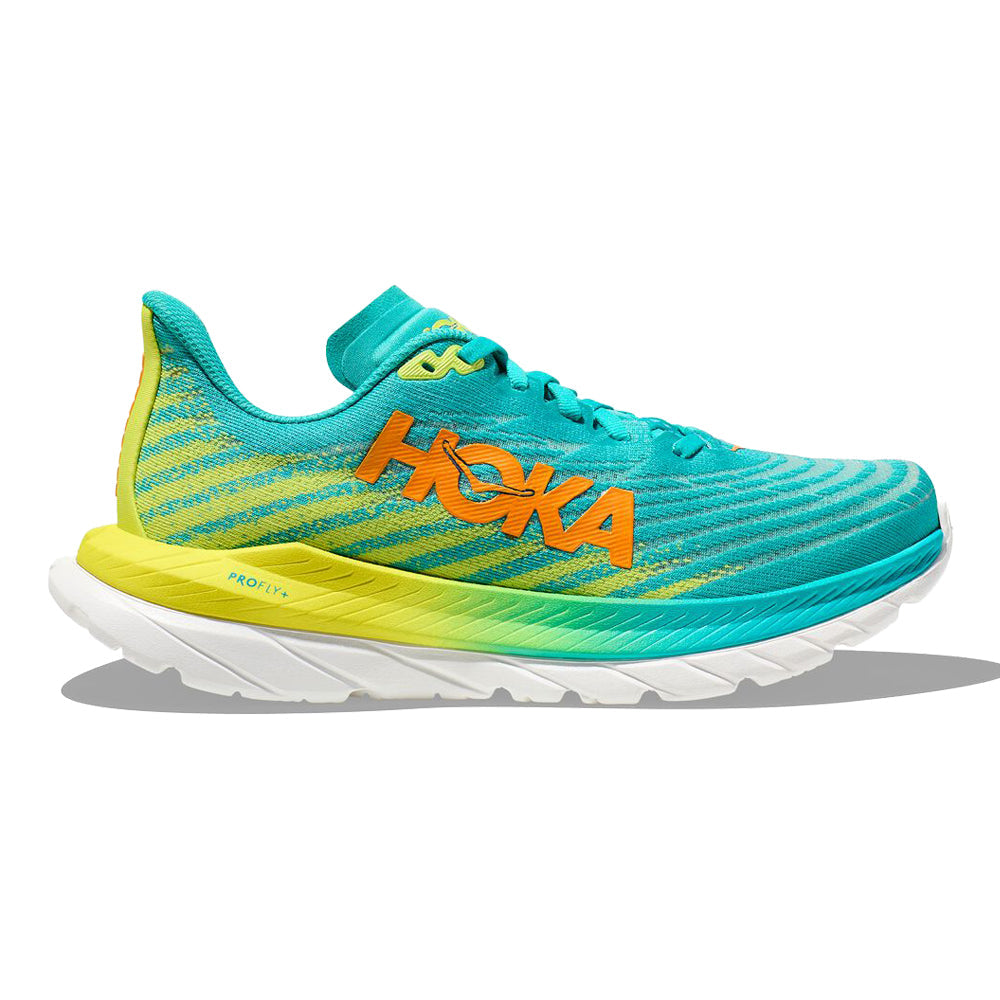 Hoka One One Mach 5 men's running shoes, Ceramic/Evening Primrose color, size 8D medium