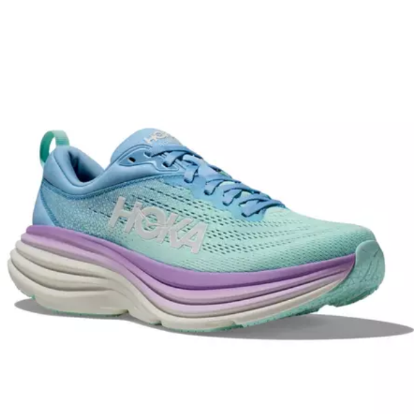 HOKA Women's Bondi 8 Wide - Airy Blue/Sunlit Ocean.