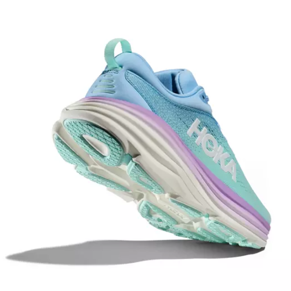 HOKA Women's Bondi 8 Wide - Airy Blue/Sunlit Ocean.