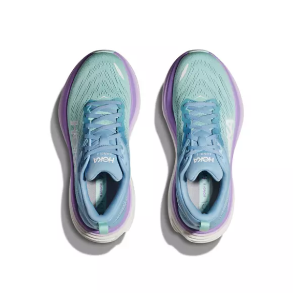 HOKA Women's Bondi 8 Wide - Airy Blue/Sunlit Ocean.