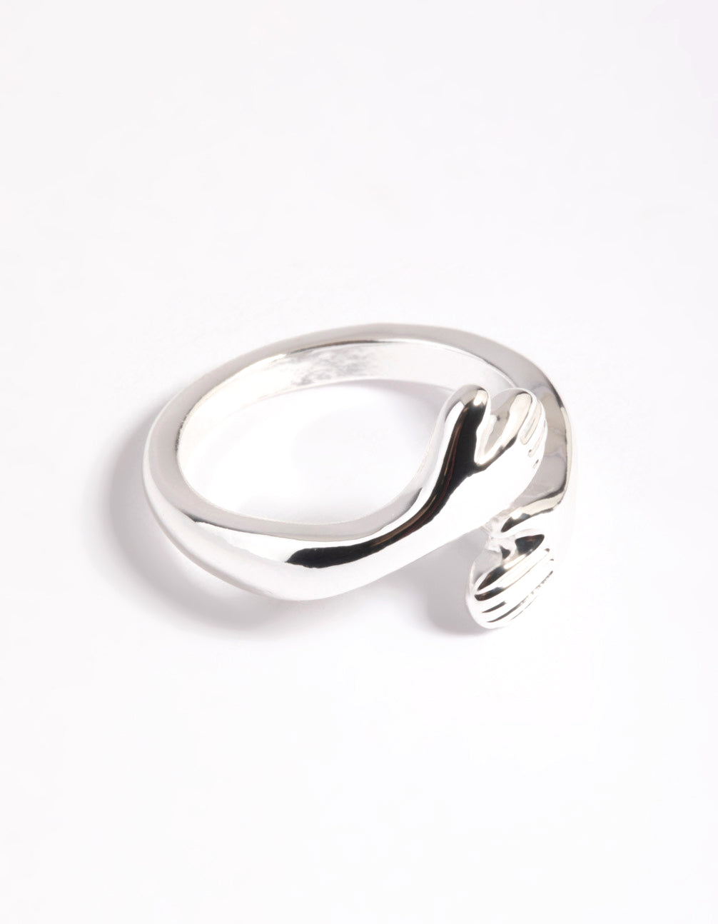 Hugging Hands Ring - Silver Plated