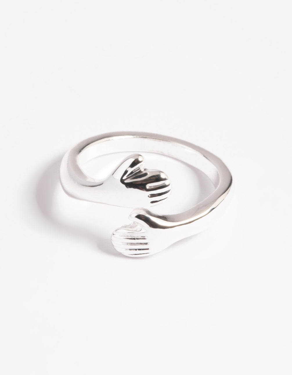 Hugging Hands Ring - Silver Plated