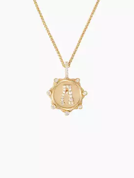 Initial Coin Necklace with Pave Detail Result: Pave Initial Coin Necklace