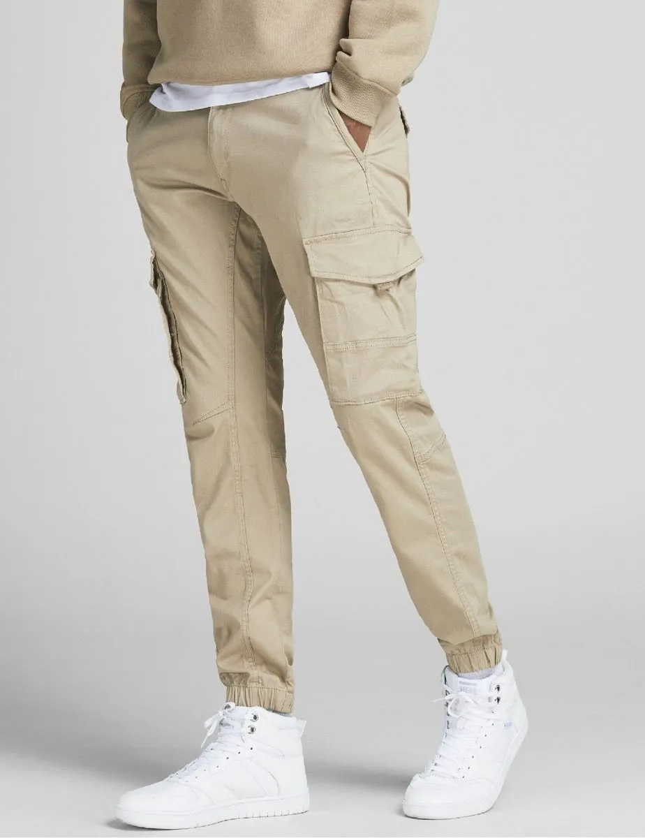 Jack & Jones Paul Flake Combat Pants in Crockery