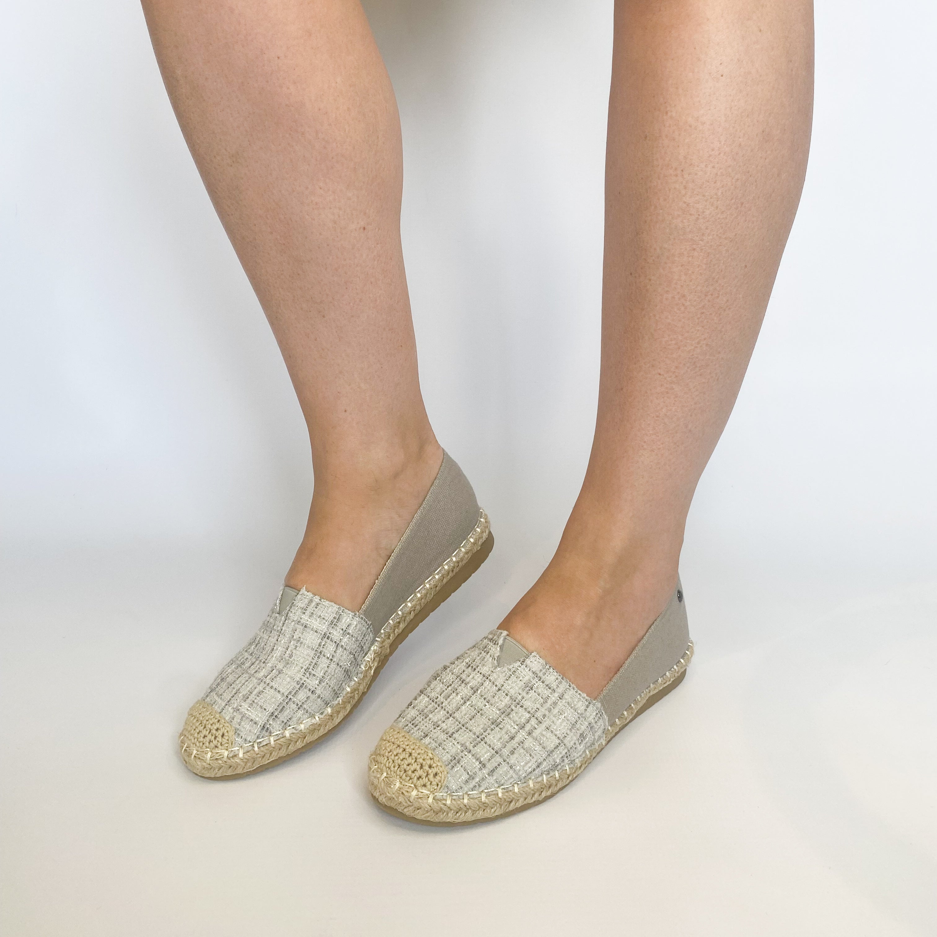 KG gray fabric slip-on espadrille.