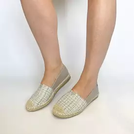 KG gray fabric slip-on espadrille.