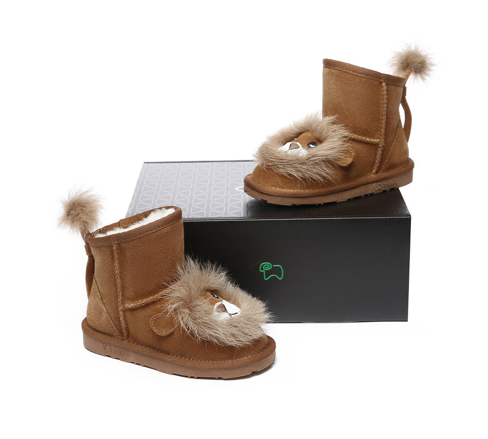 Kid Sheepskin Boots Lion Kids Plus