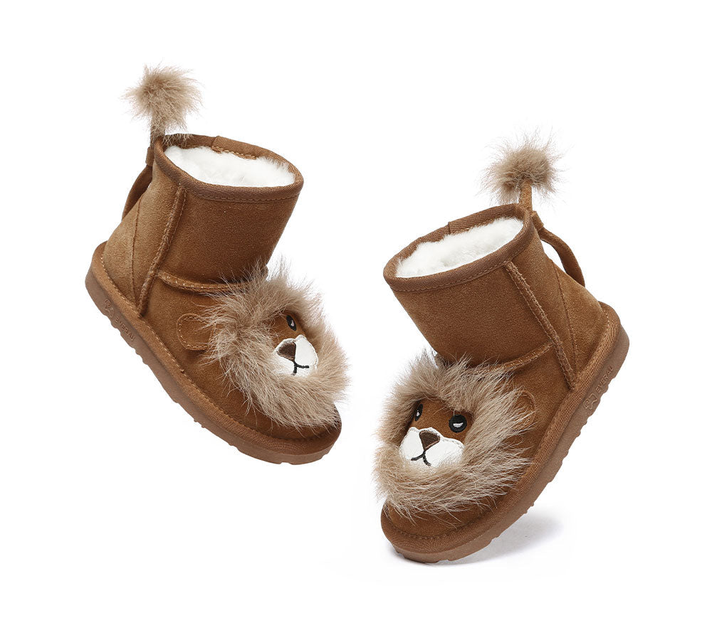 Kid Sheepskin Boots Lion Kids Plus