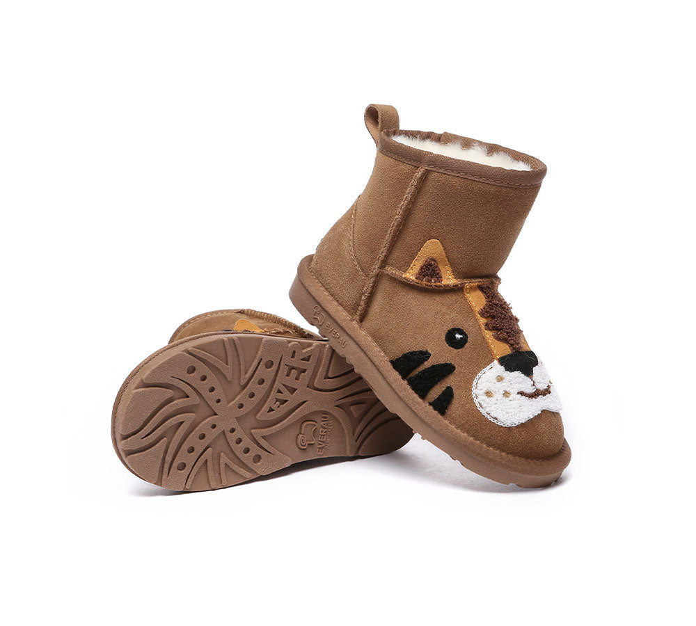 Kid Sheepskin Boots Tiger Kids Plus