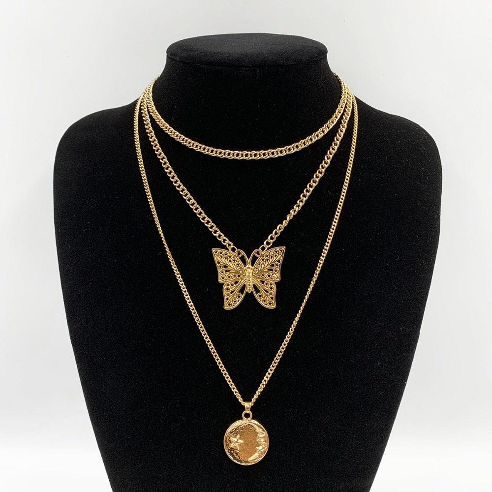 Layered Butterfly Necklace