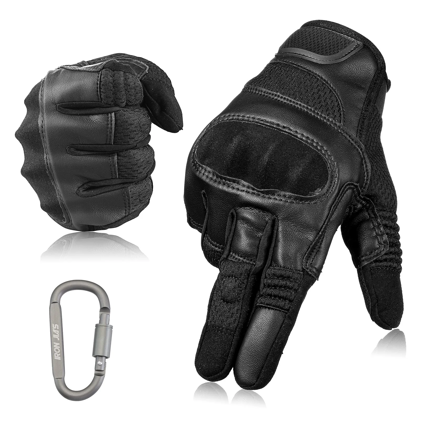 Leather and Mesh Motorcycle Gloves JIA028