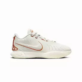 LeBron XXI Ako(ya) EP Light Bone Coconut Milk Dark Russet LeBron 21 shoes.