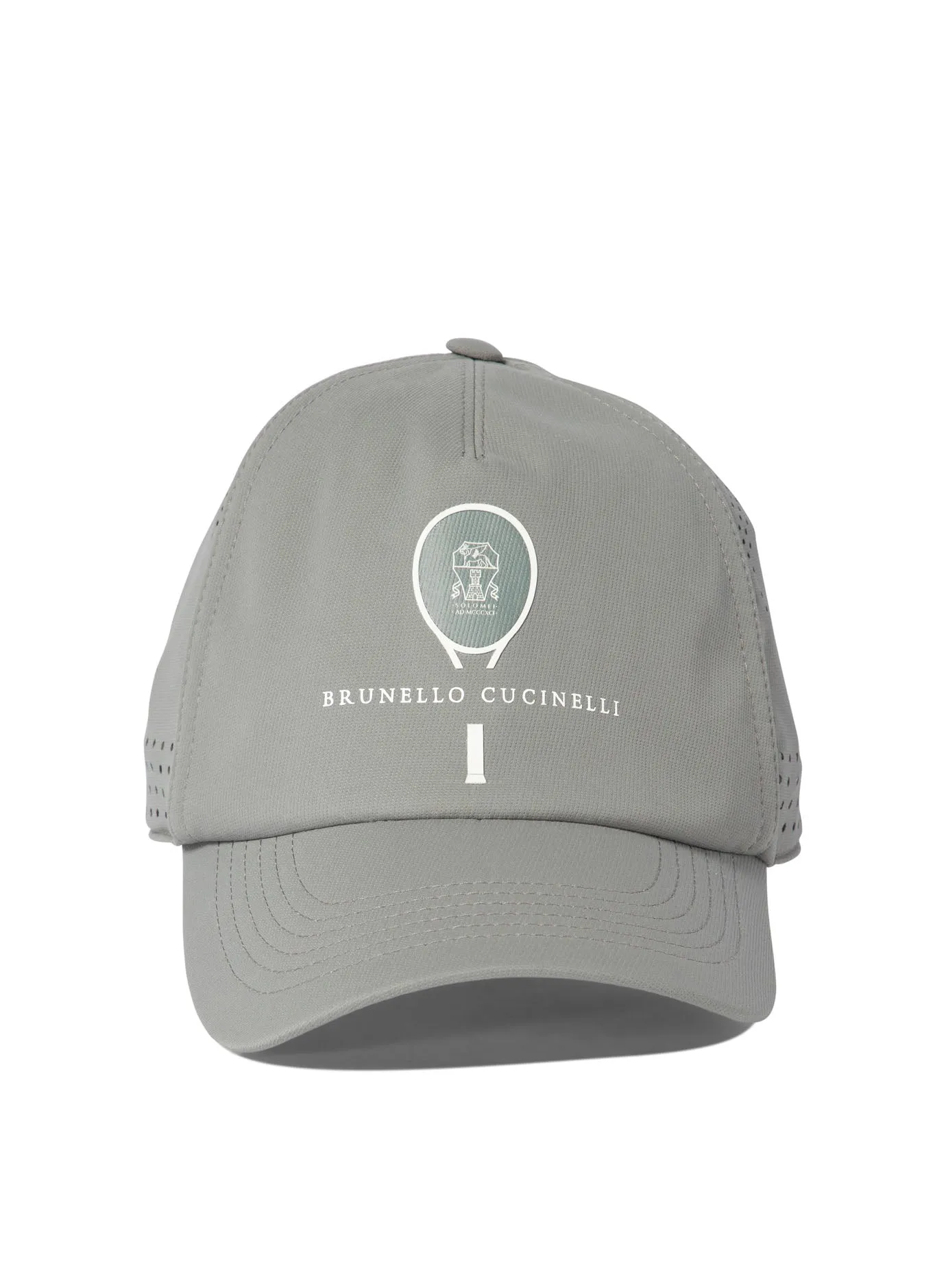 Grey Tennis Print Lightweight Techno Fabric Cap.