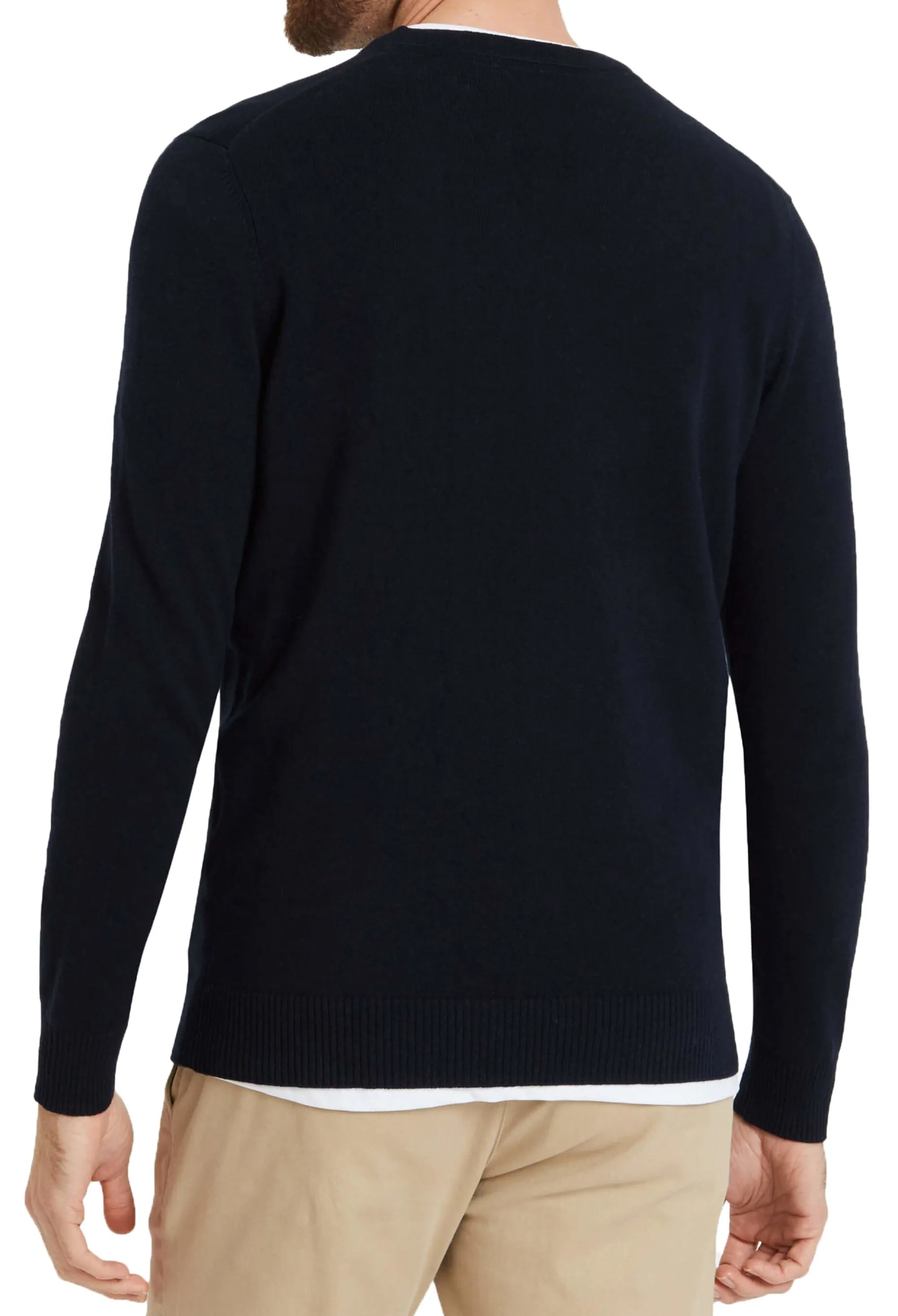 Lyle and Scott Cotton Merino Wool Jumper in Dark Navy