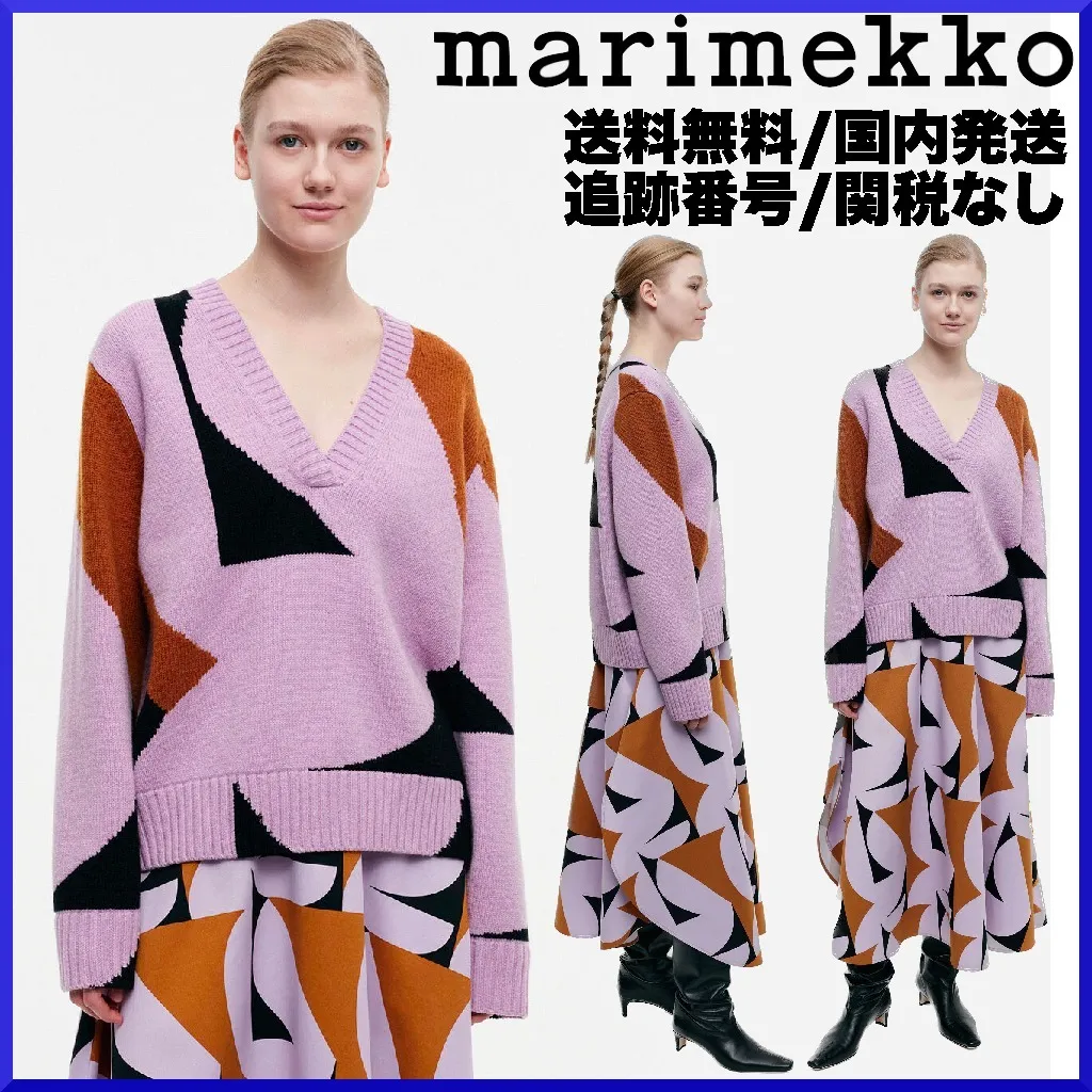 Marimekko Casual Style Wool V-Neck Long Sleeves Office Style - Shop Now!