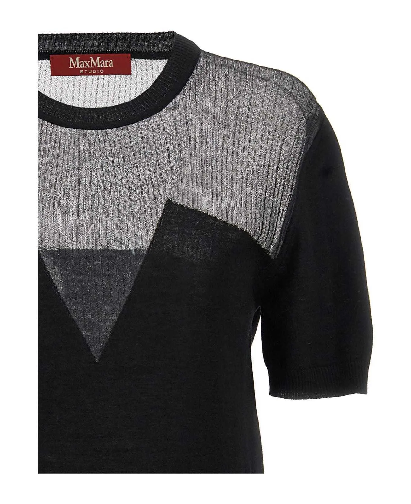 Max Mara Studio Crew Neck Wool Silk Blend Plain Casual Top