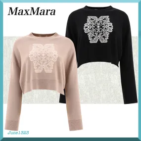 MaxMara Crew Neck Wool Sweater Casual Elegant Long Sleeves