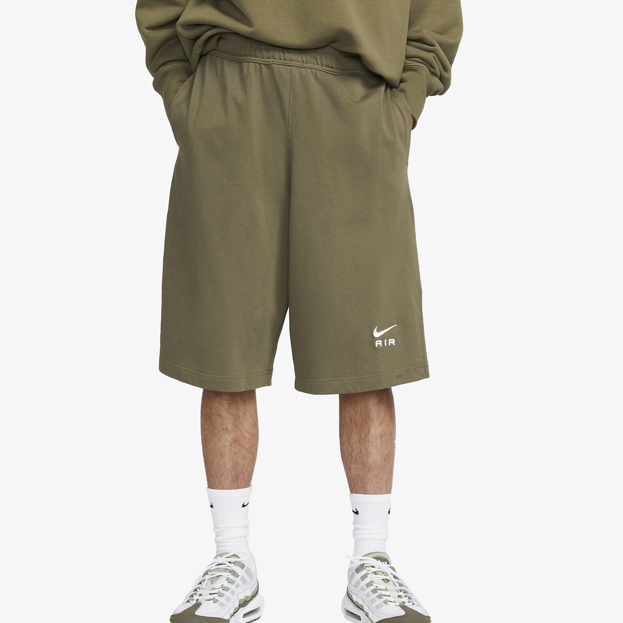 Medium Olive/Phantom Air Oversized Fleece Shorts - Must-Have for Athletes!