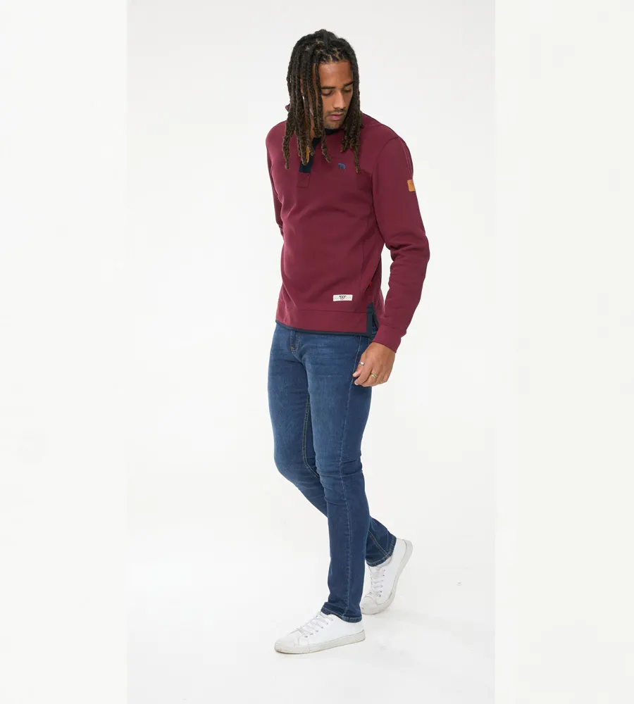 Men's Burgundy Fleece Sweatshirt with 1/4 Zip (HIRALDO)