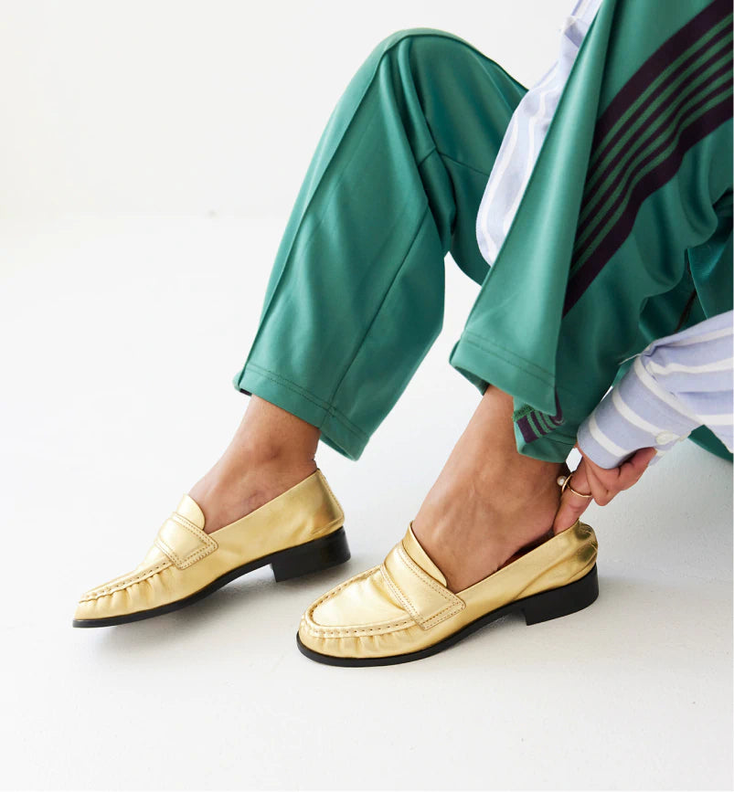 Miro Gold Leather Loafer