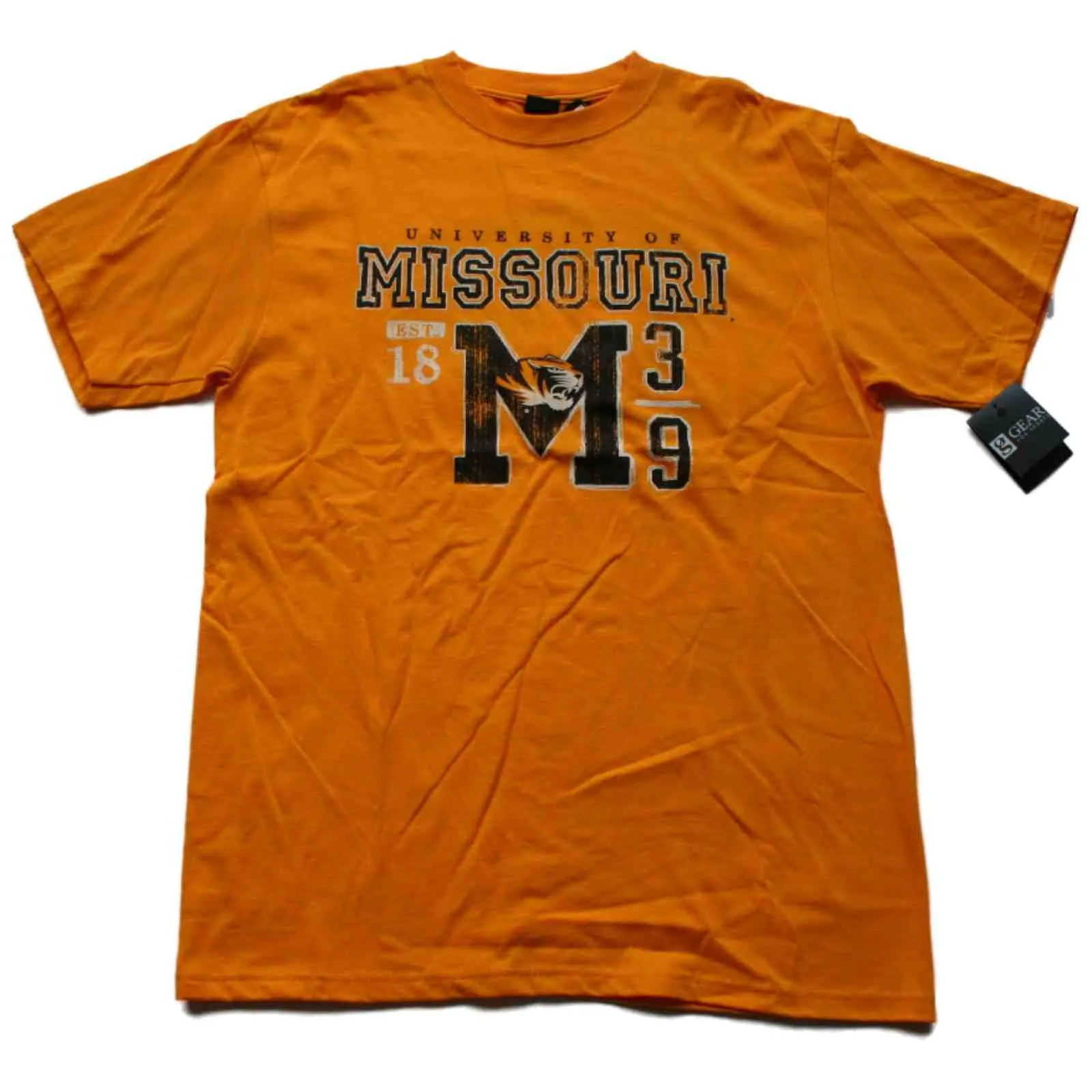 Missouri Tigers Gear for Sports Gold Dual Logo 1839 Soft Cotton T-Shirt (Large)