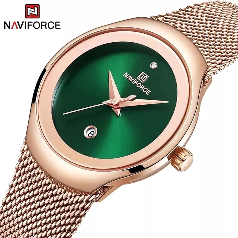 Naviforce Women's Stylish Bracelet Watch - Green Dial