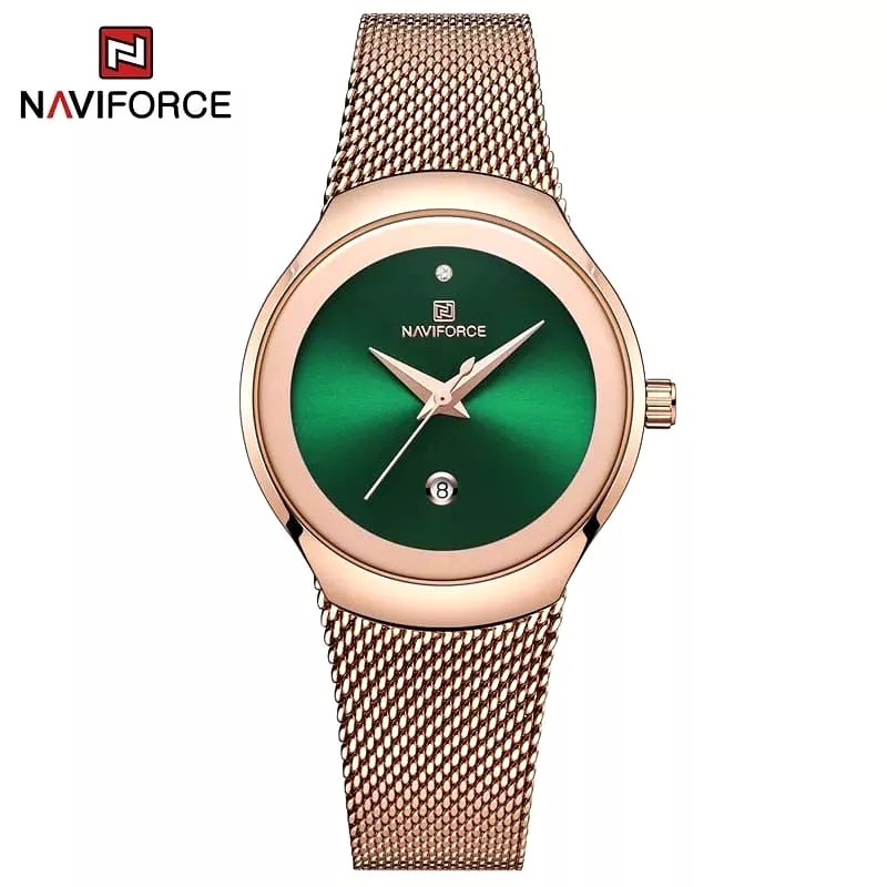 Naviforce Women's Stylish Bracelet Watch - Green Dial