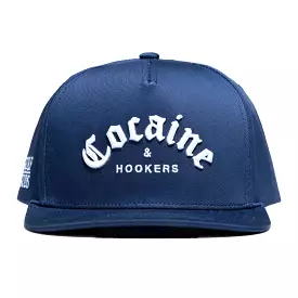 Navy Blue Flat Brim SnapBack Golf Hat - Cocaine & Hookers