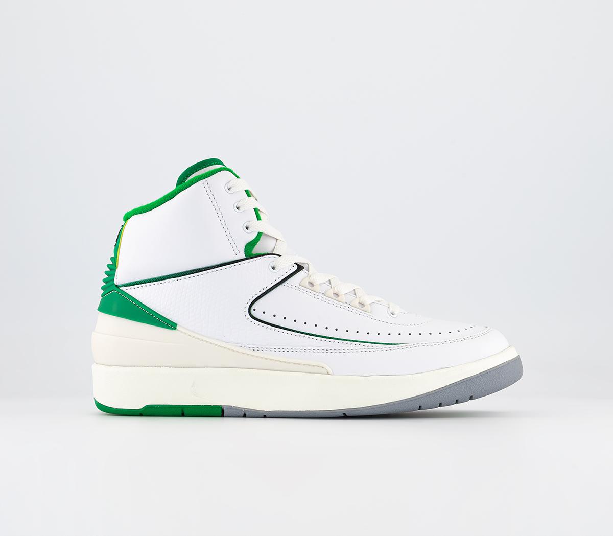 Nike Air Jordan 2 White Lucky Green Light Grey Trainers