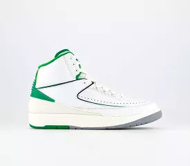 Nike Air Jordan 2 White Lucky Green Light Grey Trainers