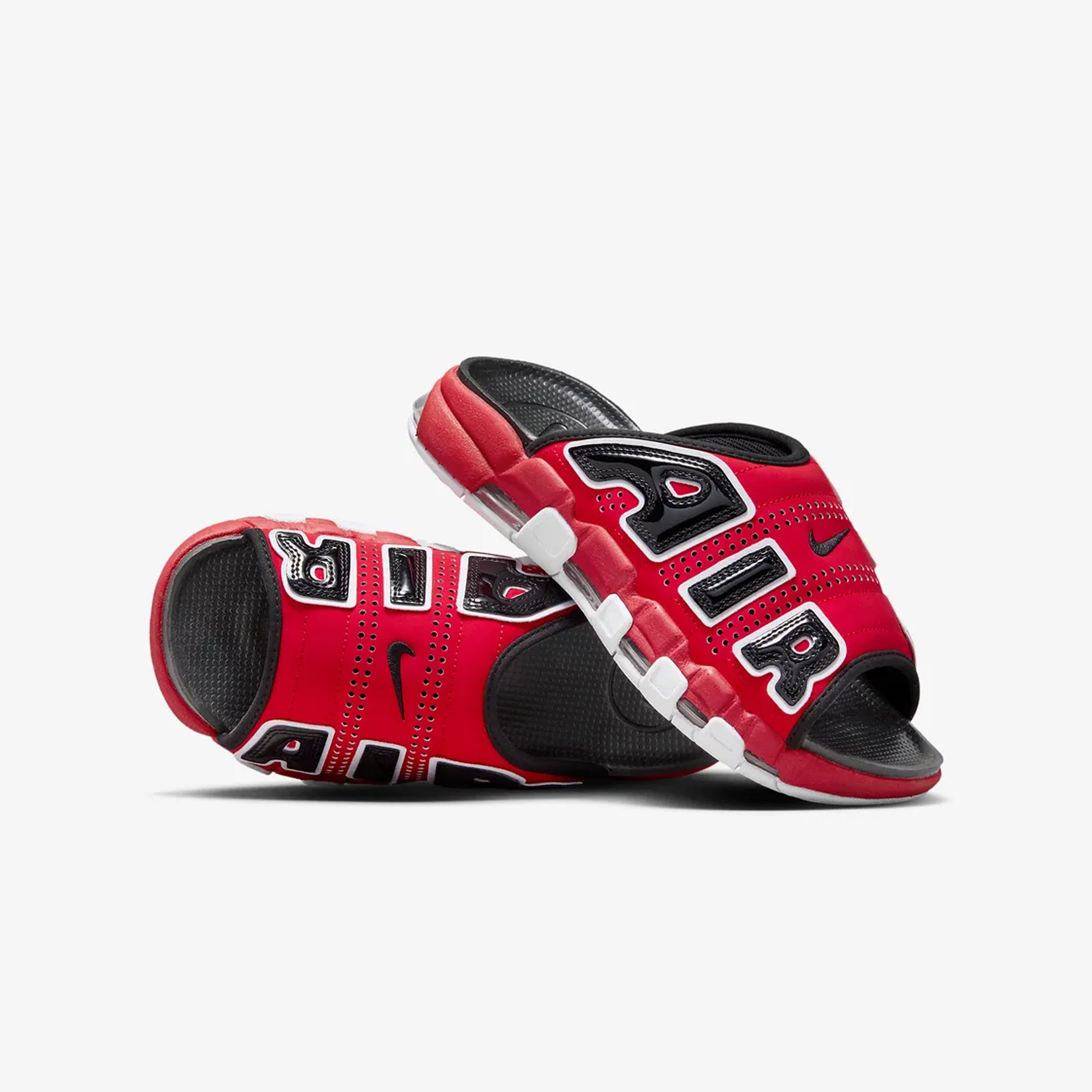 Nike Air More Uptempo University Red White Black Clear coloring style