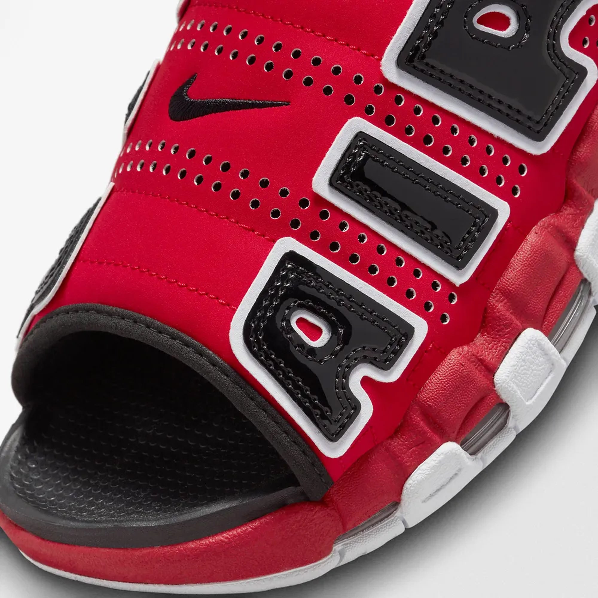 Nike Air More Uptempo University Red White Black Clear coloring style