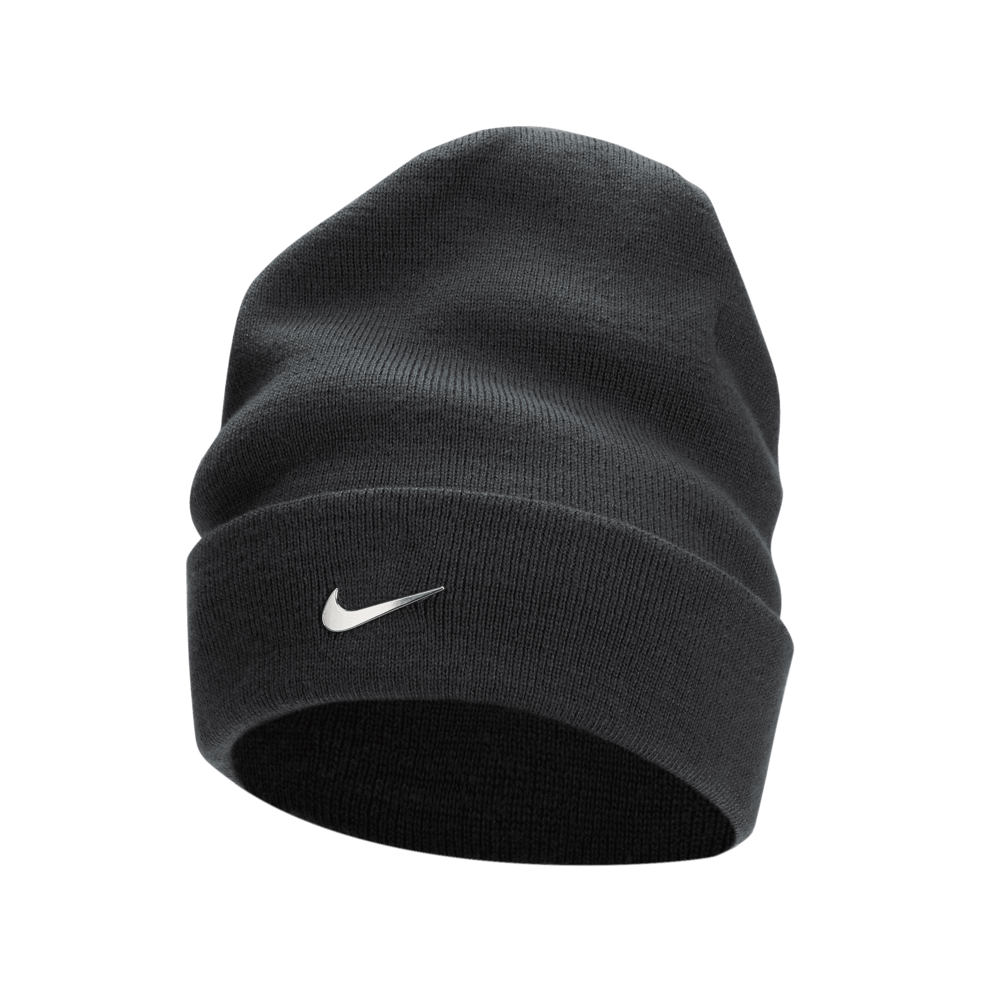 Nike Peak Cuff Beanie with Metal Swoosh - Charcoal Heather