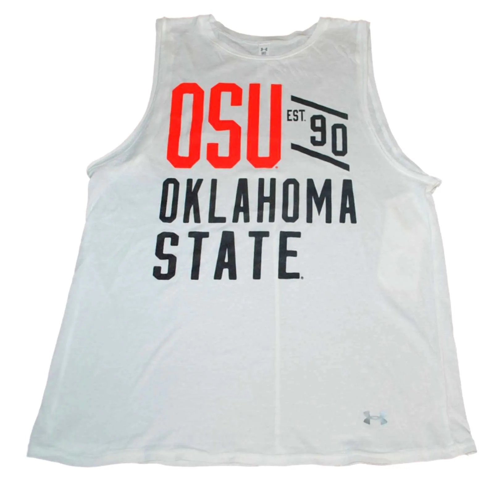 Oklahoma State Cowboys Under Armour Women's White Loose Heat Gear Tank Top (Medium)