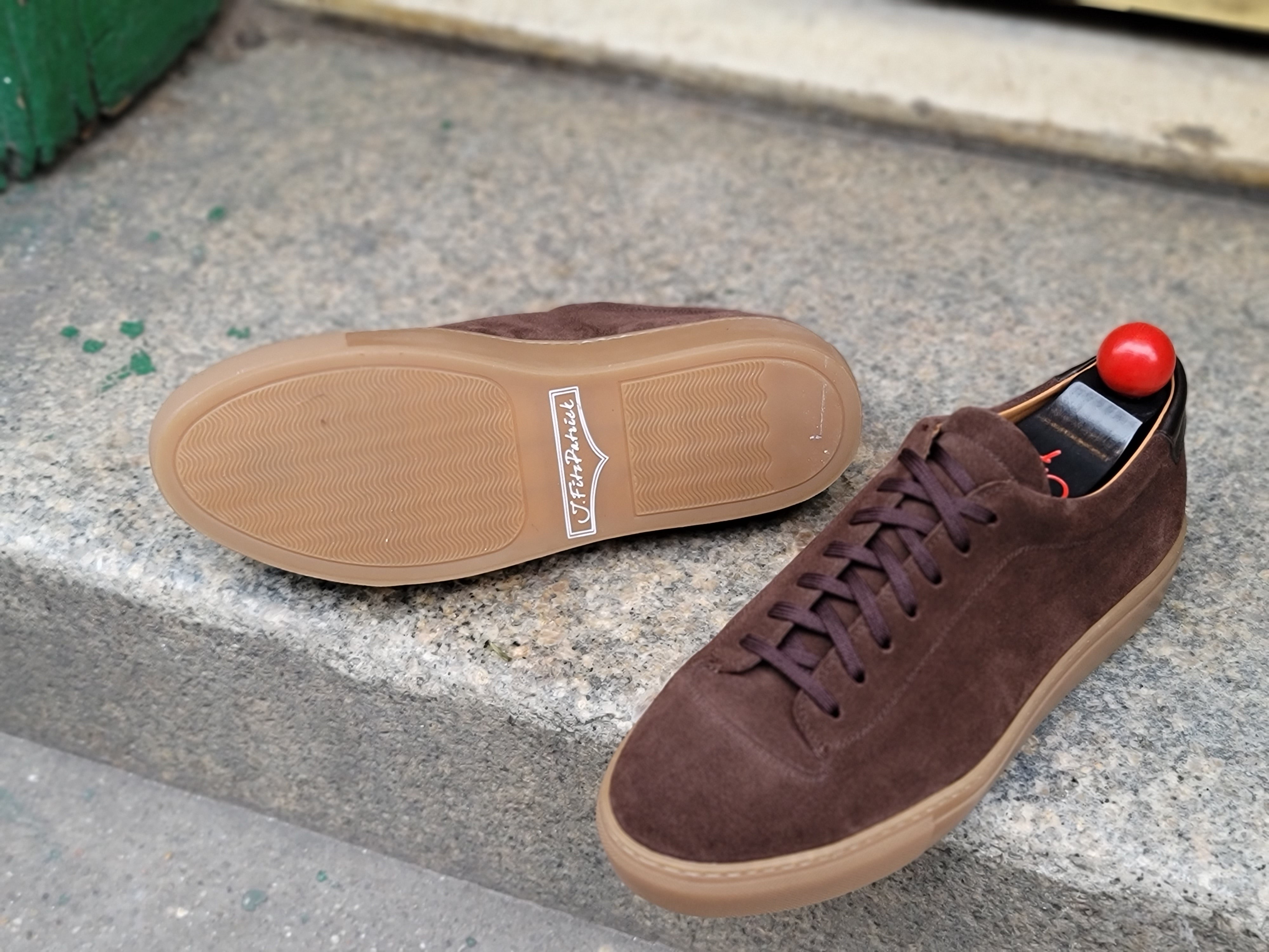 Olympia - Mocha Suede Gum Sole sneakers.