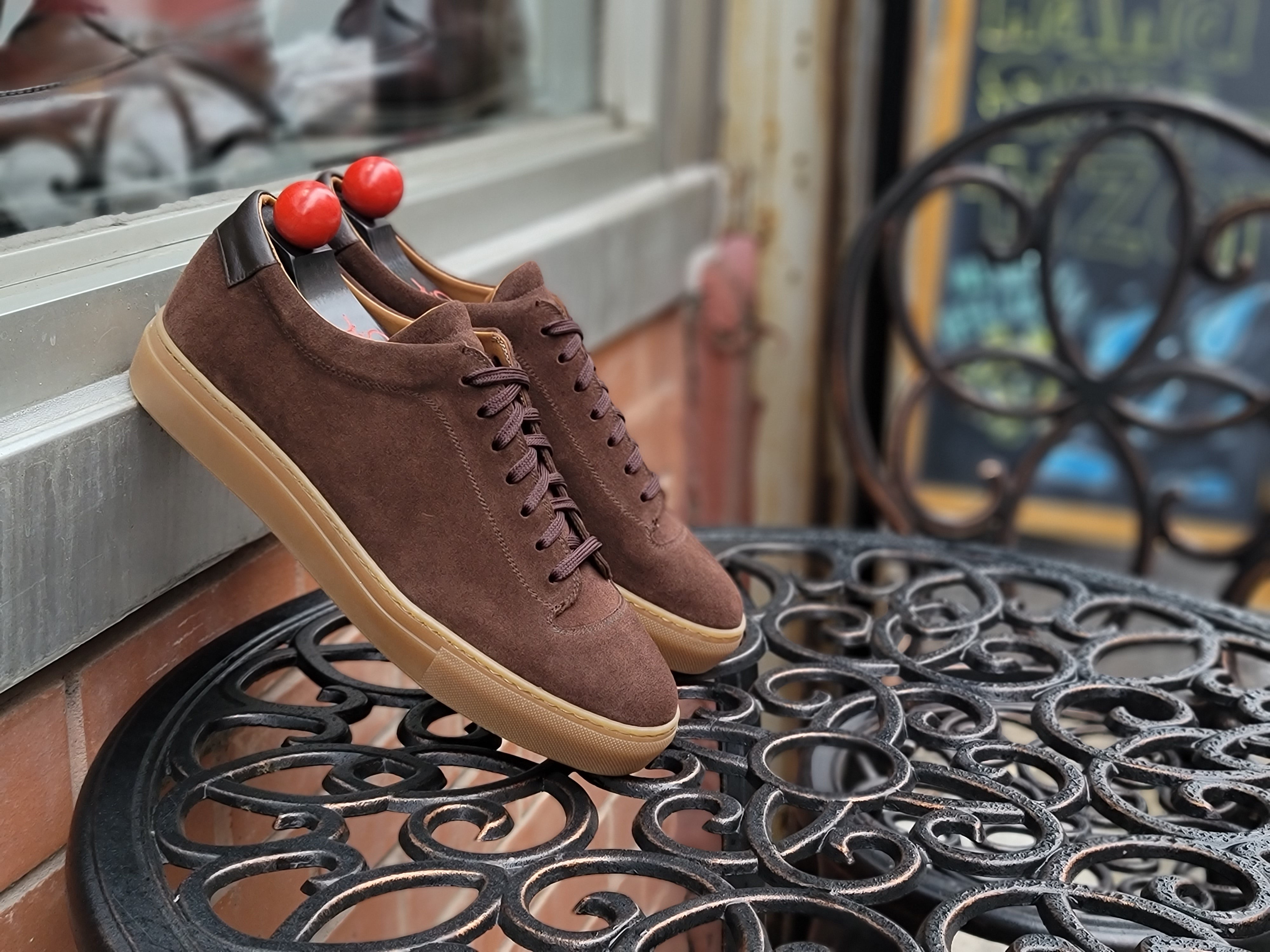 Olympia - Mocha Suede Gum Sole sneakers.