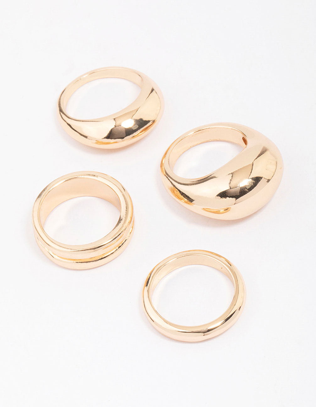 Organic Gold Smooth Ring Set