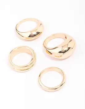 Organic Gold Smooth Ring Set