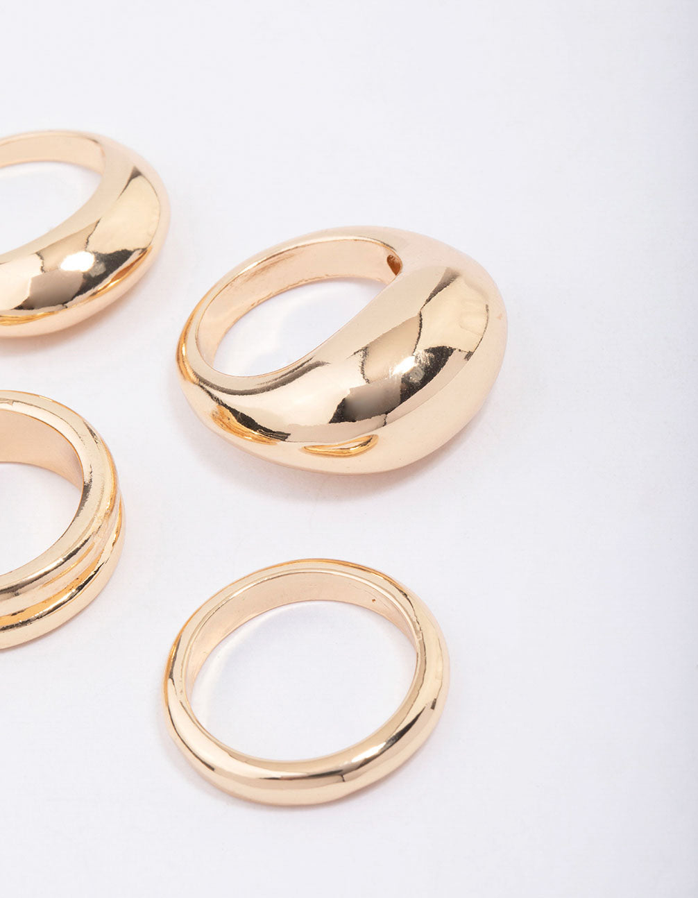 Organic Gold Smooth Ring Set