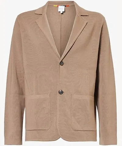 Paul Smith Brown V-Neck Collared Merino Wool Cardigan