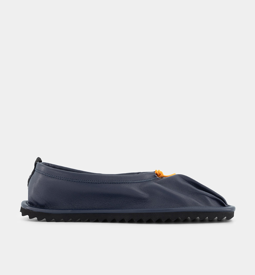 Pina Pleated Leather Ballet Shoe - Navy | Shop Now