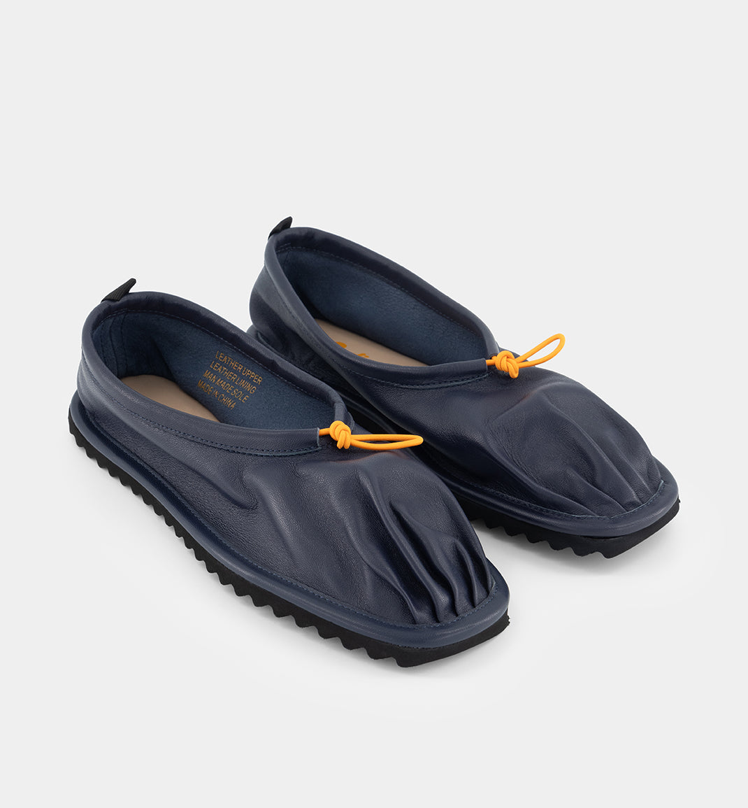 Pina Pleated Leather Ballet Shoe - Navy | Shop Now