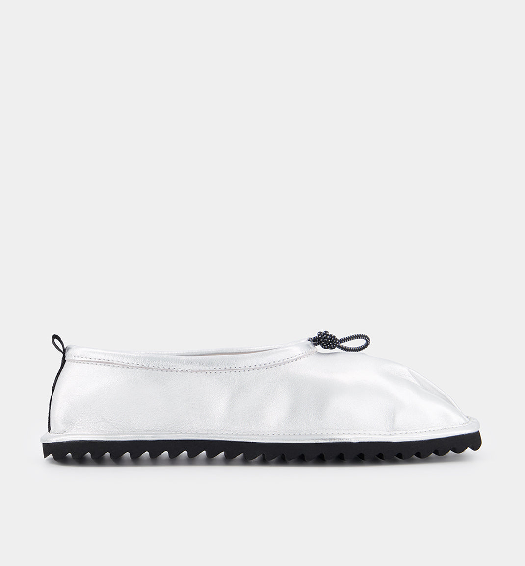 Pina silver leather ballet shoe with pleated toe.