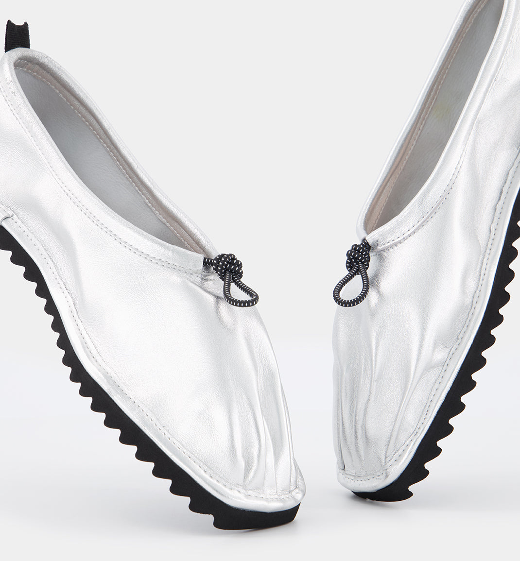 Pina silver leather ballet shoe with pleated toe.