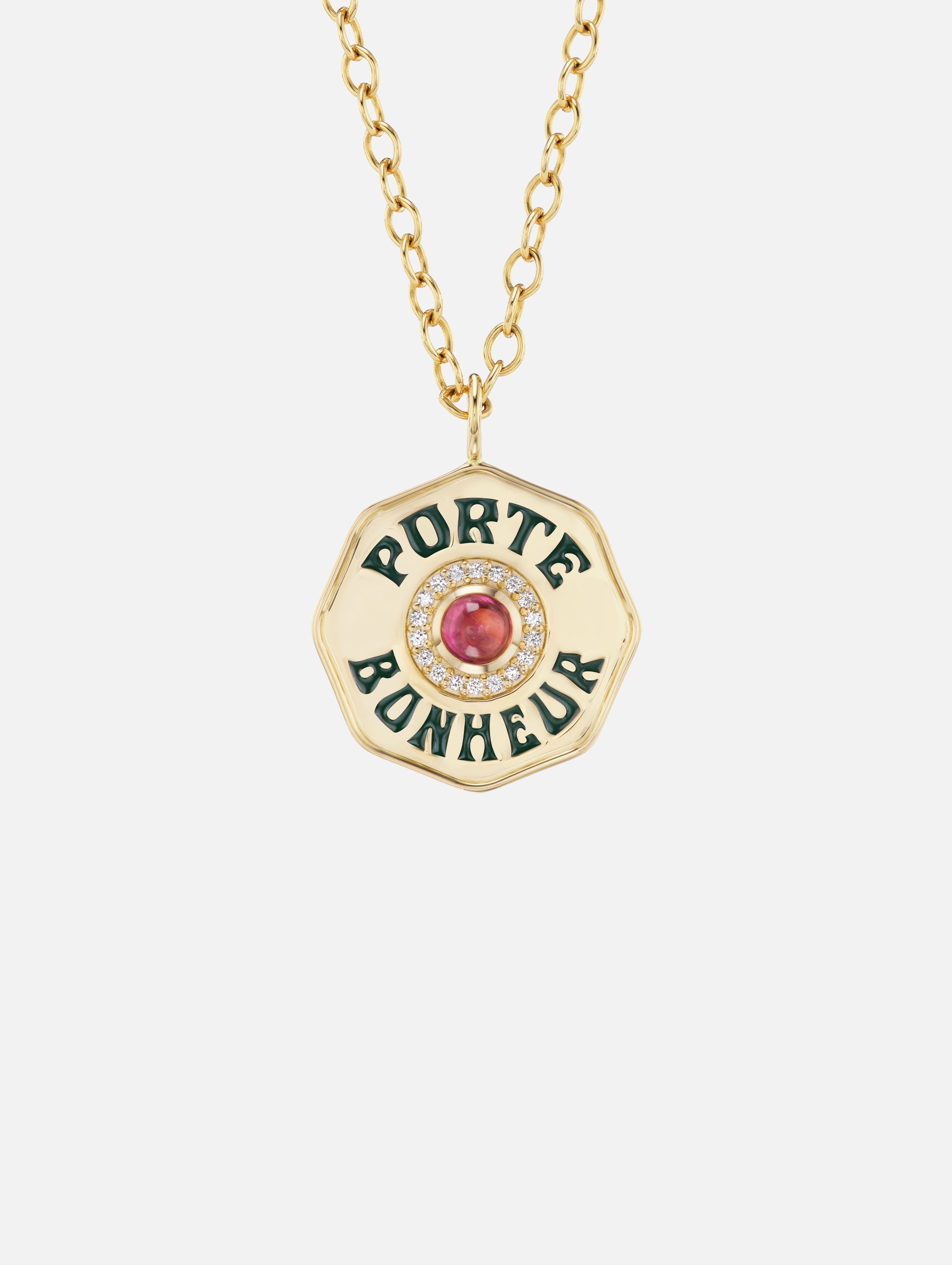 Pink Tourmaline Good Luck Necklace.