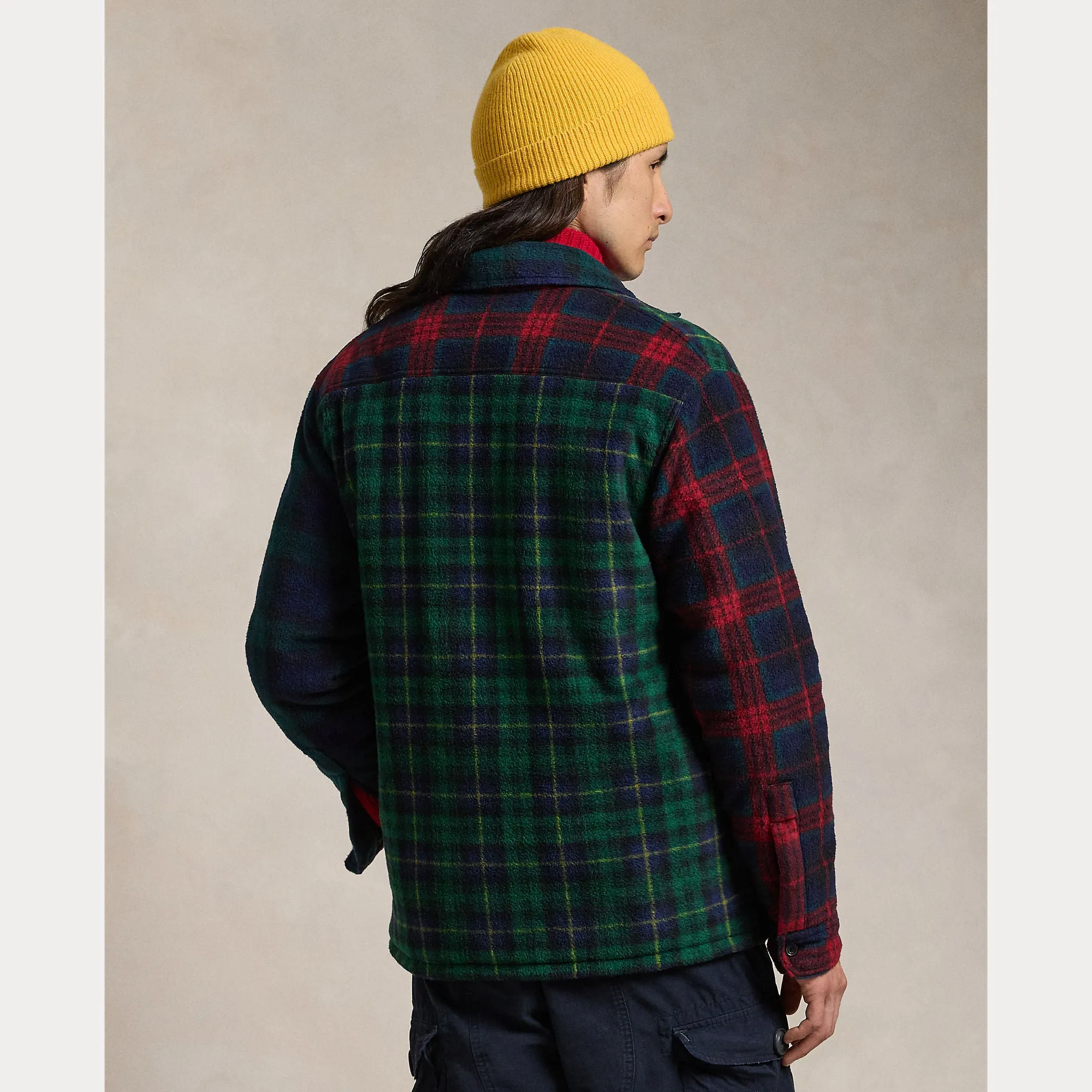 Plaid Patchwork Fleece Shirt Jacket